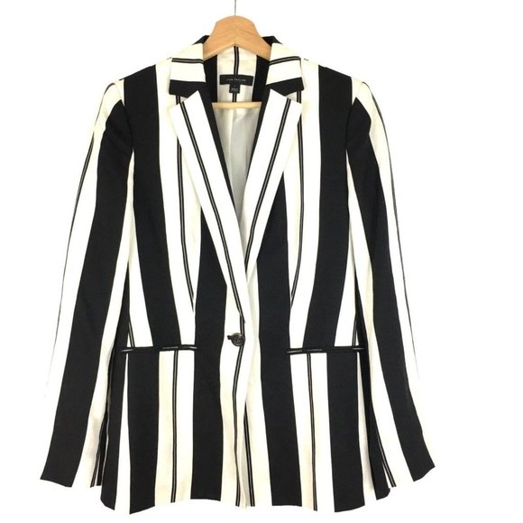 ANN TAYLOR Black and White Striped Blazer - Picture 2 of 7